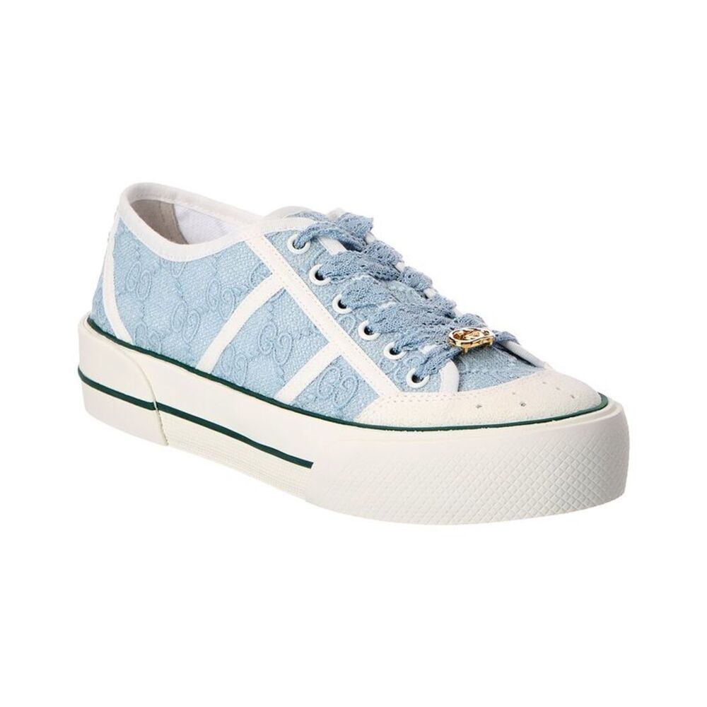 Gucci Gg Logo Lace & Suede Sneaker, Blue